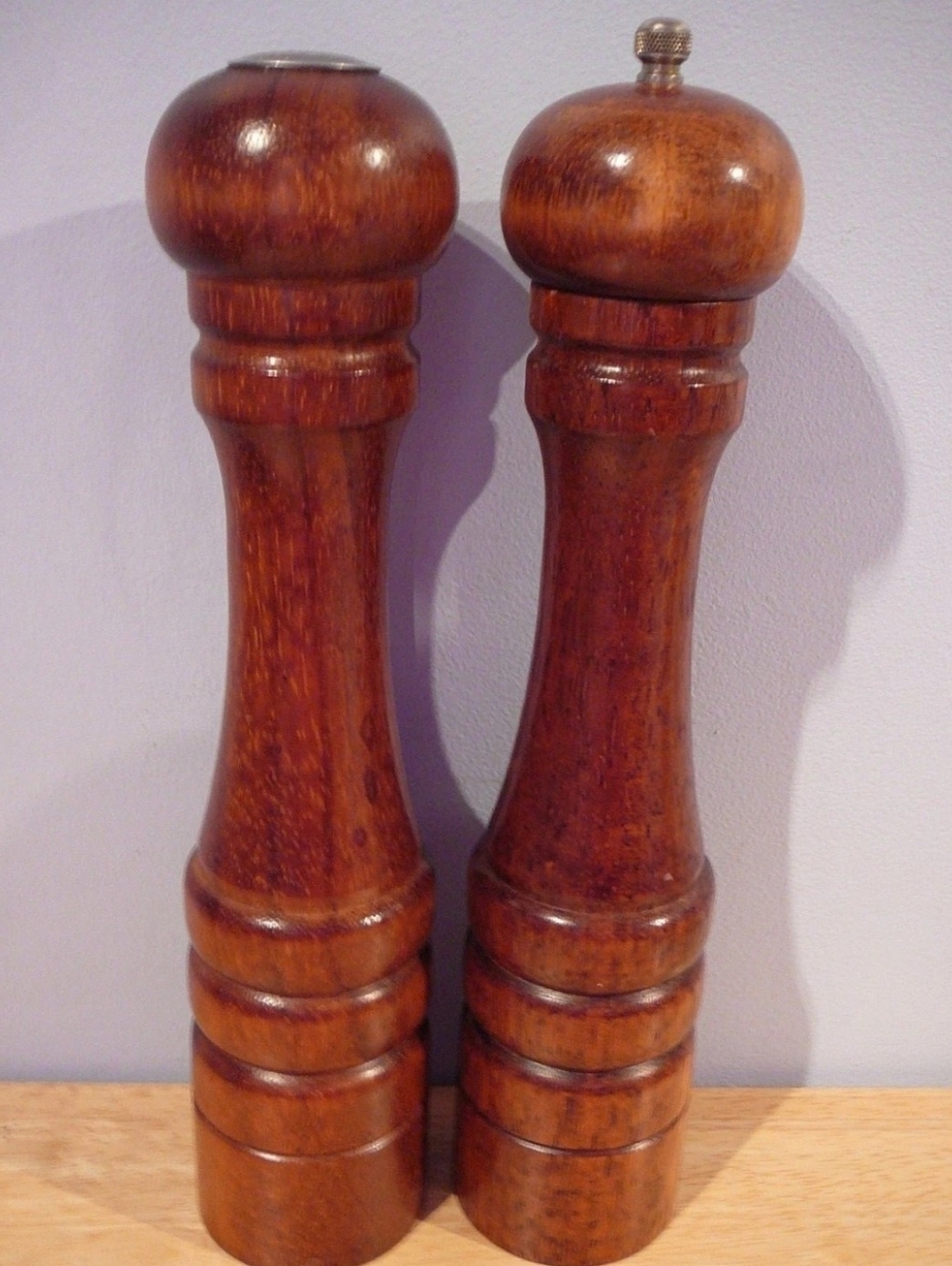 Vintage Wood Pepper Mill Grinder & Salt Shaker 12"